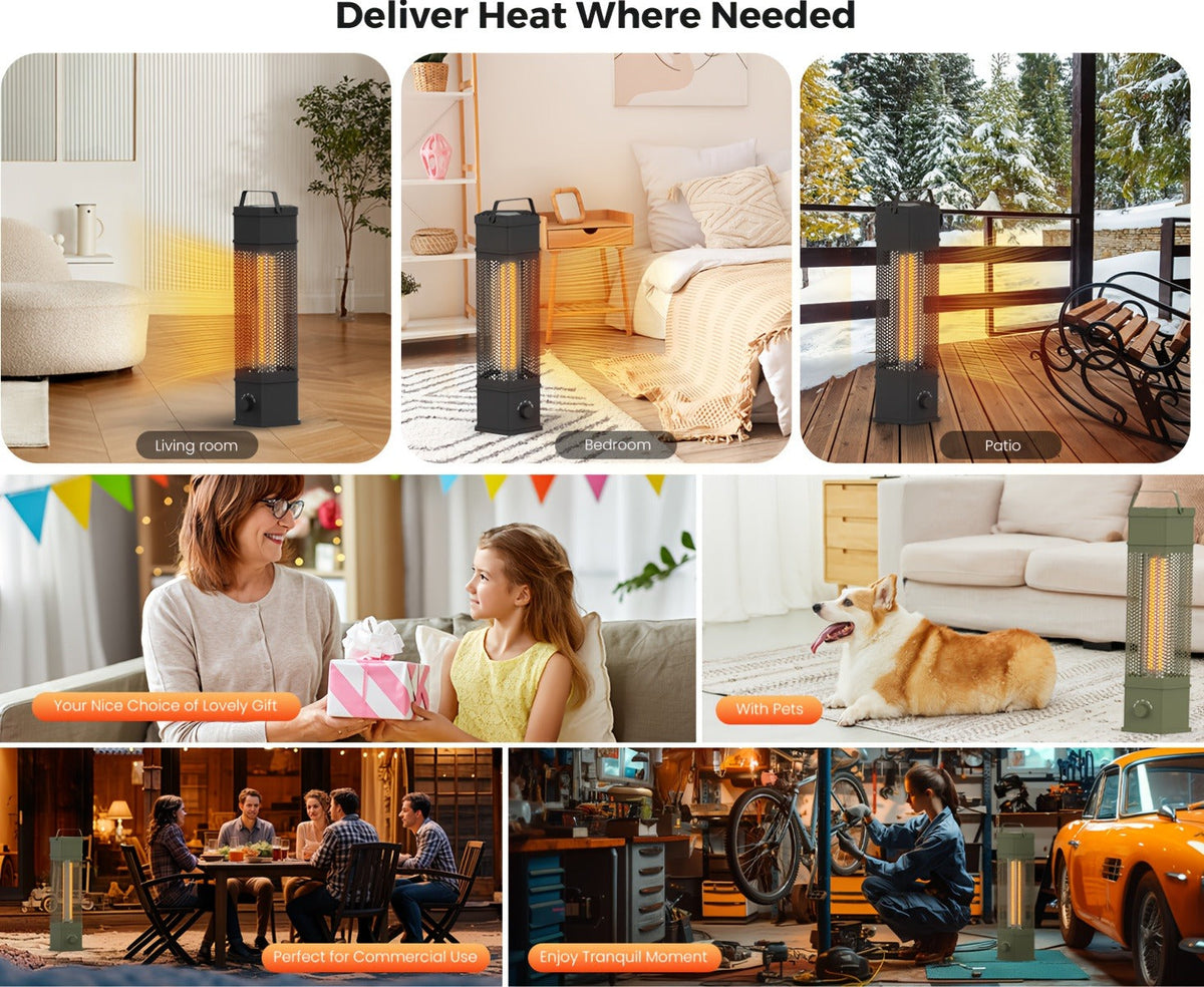 Electric Patio Heater 1400W 28", All-Around Radiant Heating with Tip-Over & Overheat Protection — image 17