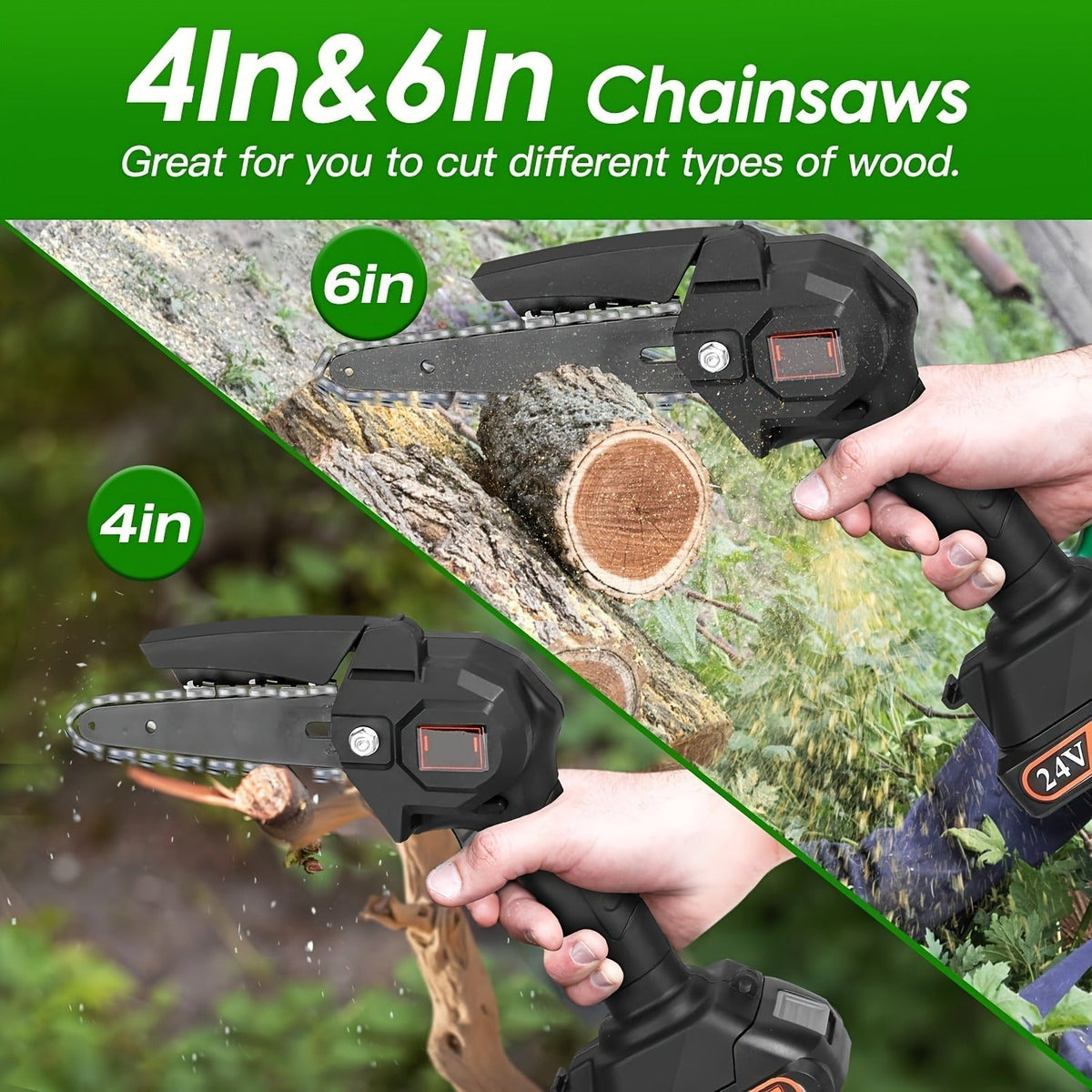 Cordless 4- and 6-Inch Pole Saw with Three Extension Sections, 90° Head, Two Batteries and Two Colors — image 6
