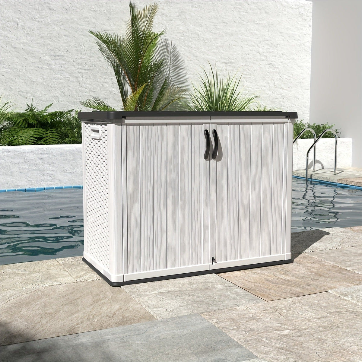 Resin Outdoor Storage Cabinet and Shelf Options in White or Beige with 4 x 2 Ft Shed Sizes — image 15
