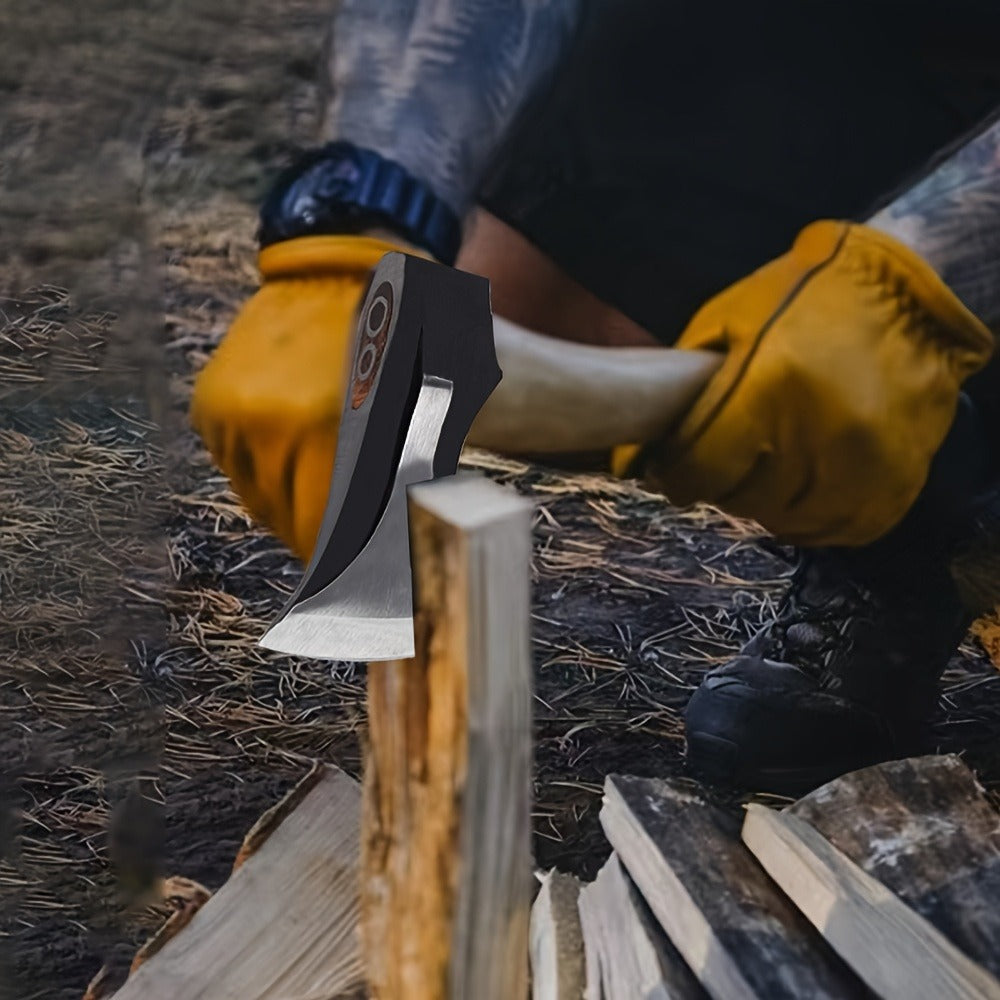 Splitting Axe Forged Carbon Steel 15.6-Inch with Handcrafted Wooden Grip, Professional Backyard Hatchet for Wood Chopping — i