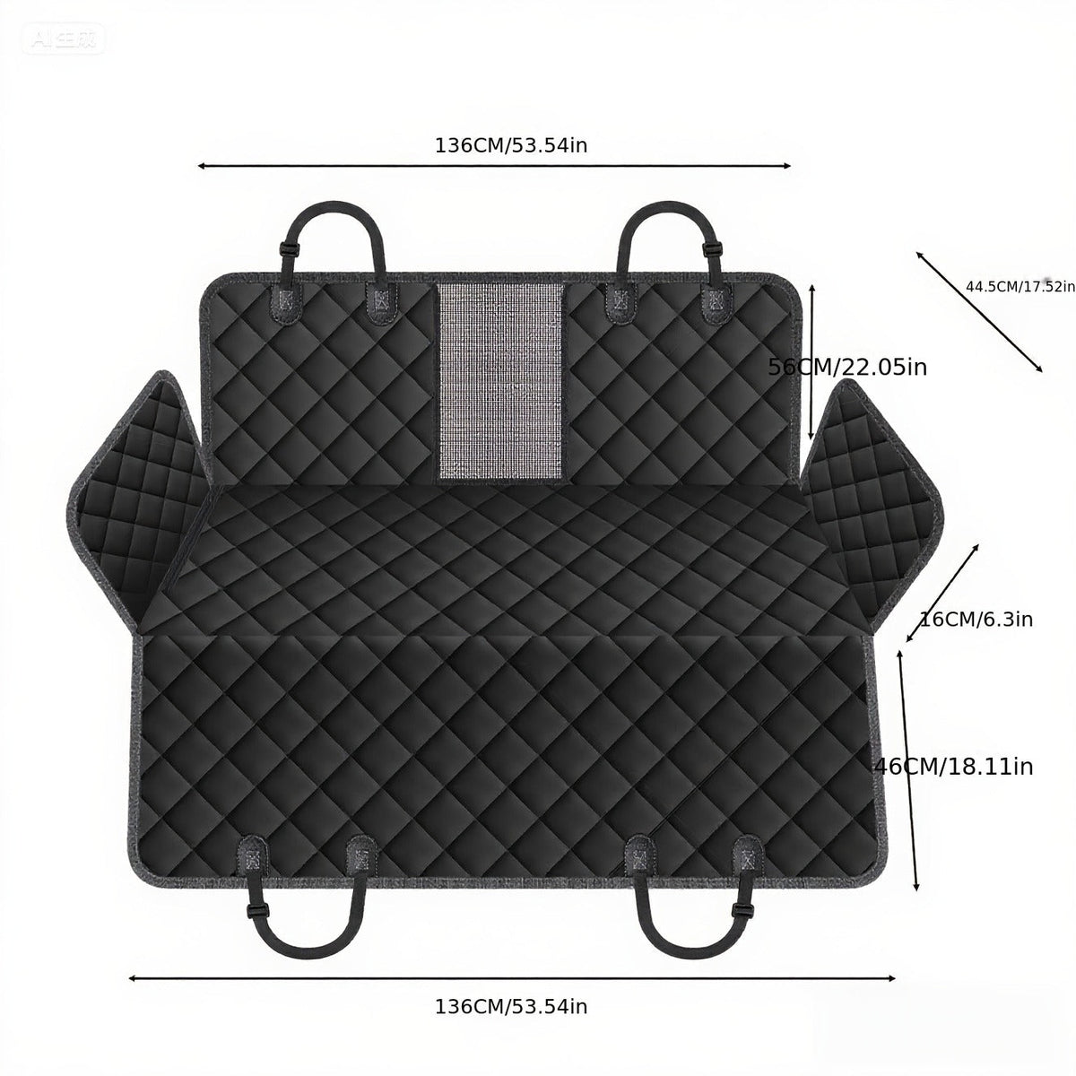 Quilted Dog Car Back Seat Cover with Side Flaps, Mesh Window and Six Color or Pink Mat Bundle Options — image 20