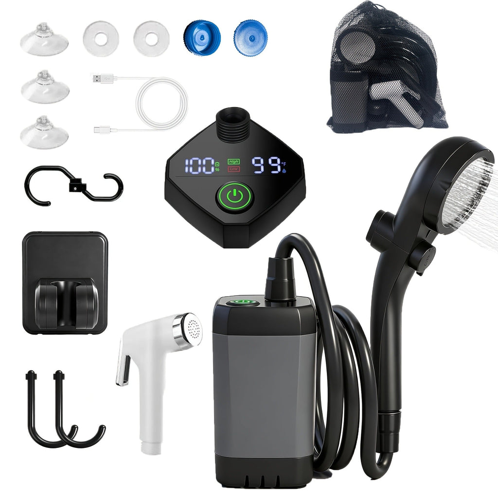 Portable Camping Shower 6000mAh IPX7 120-Min Runtime for Camping, Travel and Outdoor Use, with the Listed Configuration — ima