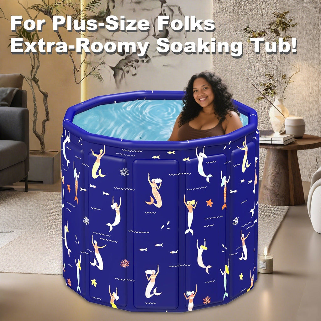 Foldable Bathtub 130 Gallon XL Deep Soak Tub for Adults, Ice Bath & Hot Spa, Indoor Outdoor, One-Piece Fold-Flat Design 31.5"