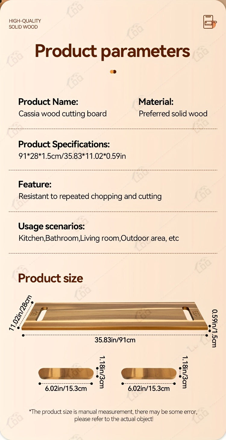 Extra-Long 36 x 11-Inch Wood-Color Charcuterie Board with Recessed Handles and Two Display Stands — image 16
