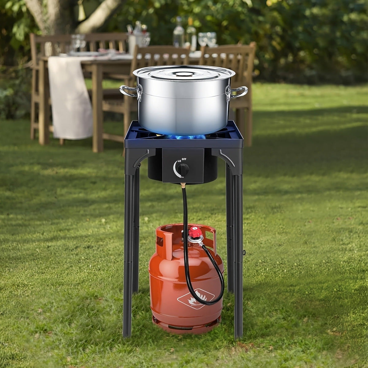 Outdoor Propane Burner Stand with One- or Three-Burner Layout, Removable Legs and 0–20 PSI Regulator Hose — image 17