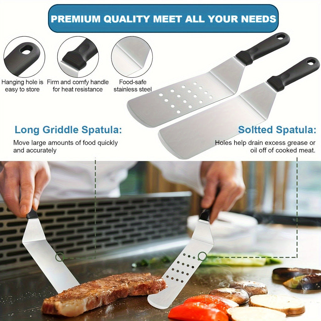 17-, 34- or 41-Piece Teppanyaki BBQ Tool Set with Griddle Spatulas, Press Domes and Carry Bag — image 18