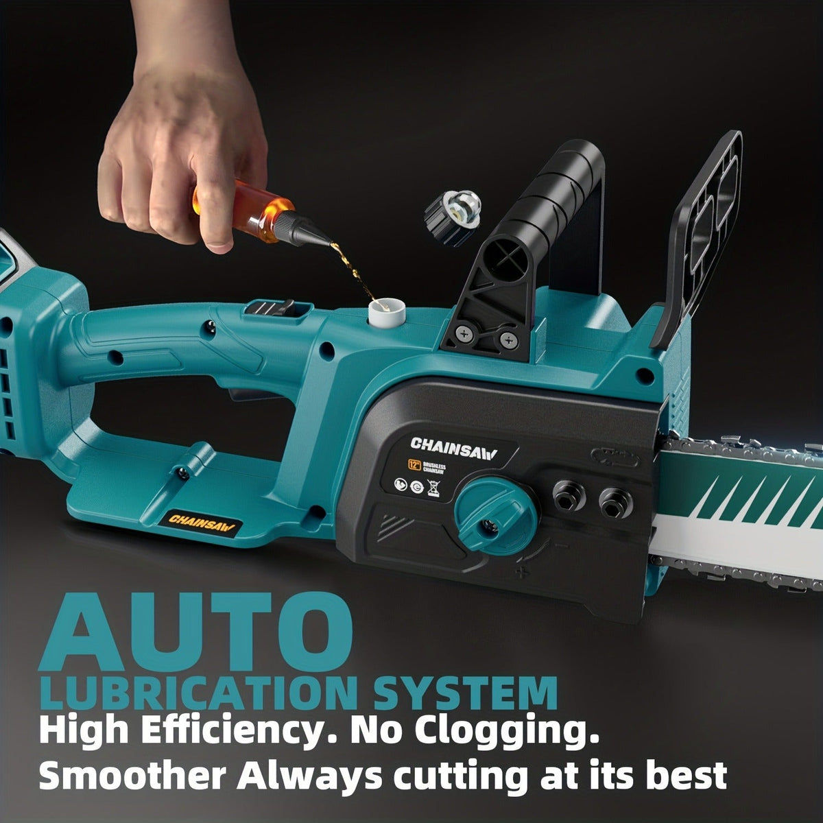 Cordless Brushless Chainsaw with 6- or 12-Inch Bar, One- or Two-Battery Kits in Purple, Green, Teal or Yellow — image 19