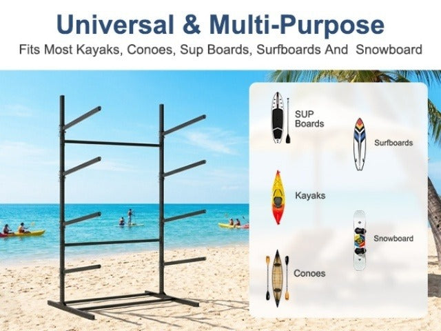 Kayak Storage Rack, Adjustable Stand for SUP, Canoe & Paddle Board, Wall, Dock & Freestanding, 400 lbs Capacity — image 17