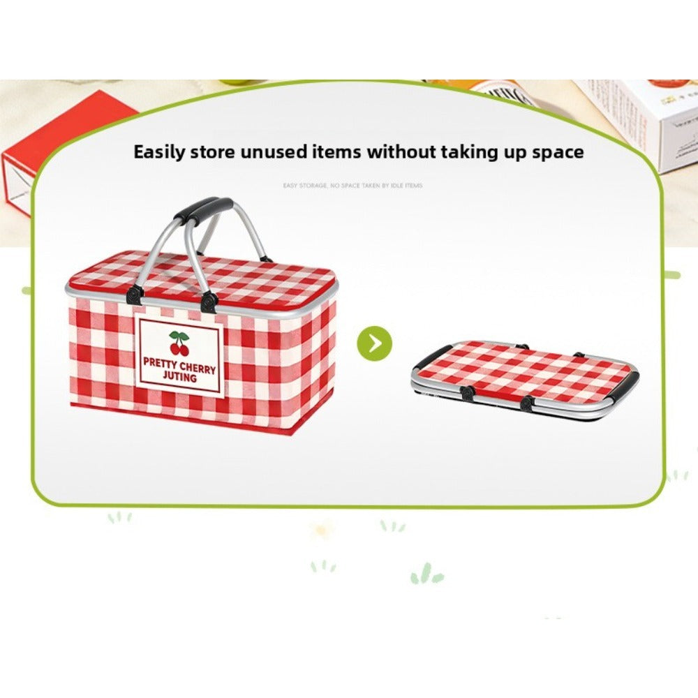 Insulated Picnic Box with Aluminum Frame – Collapsible Thermal Camping Storage Basket for Outdoor Picnic, BBQ — image 19