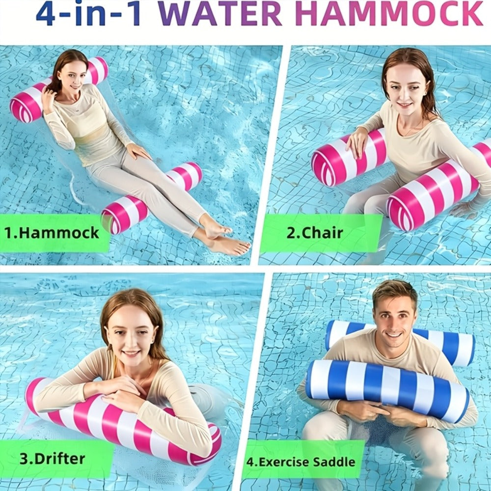 Striped Mesh Pool Float Hammock Set with Five- or Eight-Pack Colorful Options for Seated or Reclined Pool Use — image 10