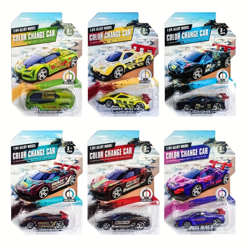 Six-Piece Temperature-Responsive Color-Changing Die-Cast Toy Car Set with Assorted Vehicle Styles — image 1