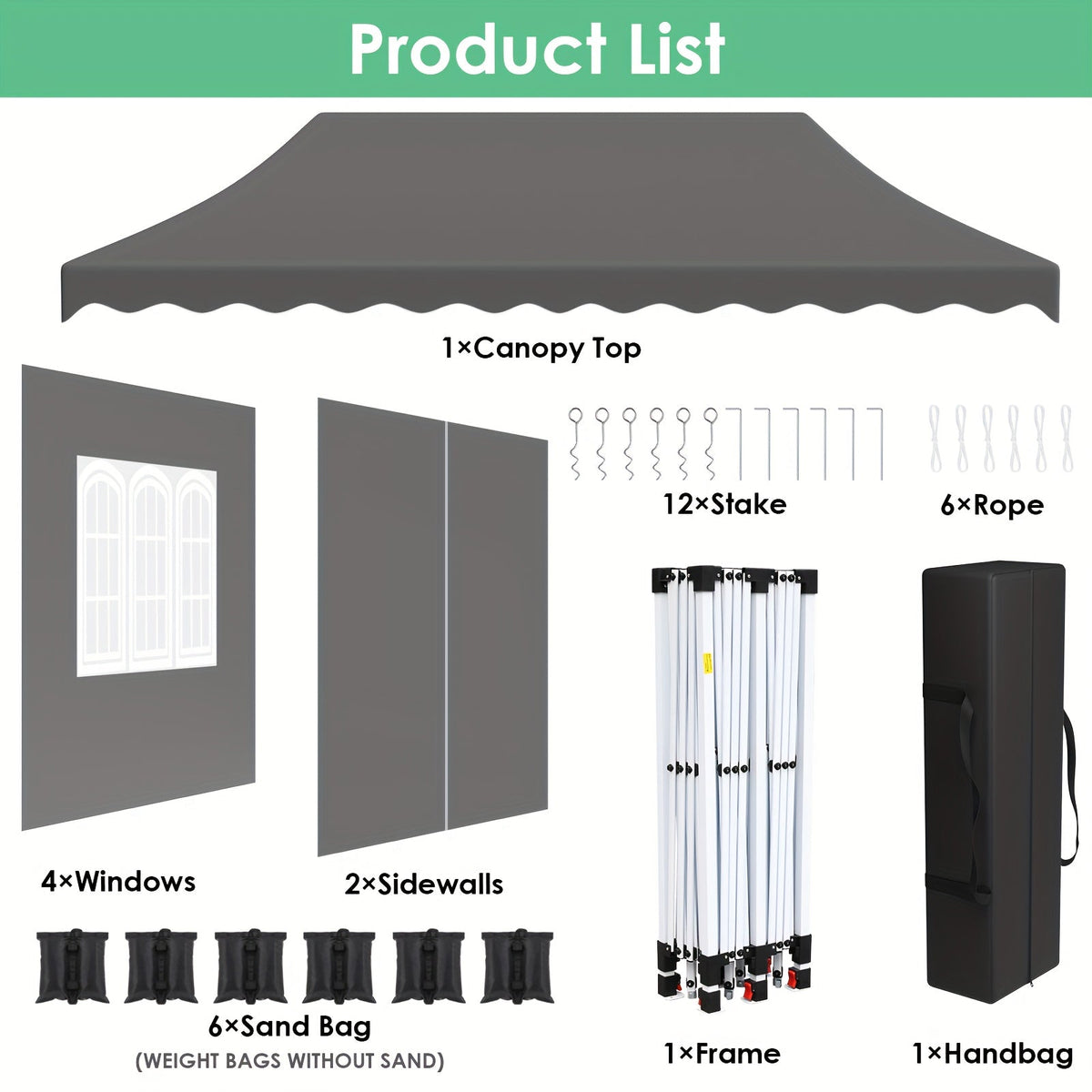 Pop Up Canopy Tent with Sidewalls, Outdoor Party Wedding Backyard for Garden, Patio and Yard Use — image 4