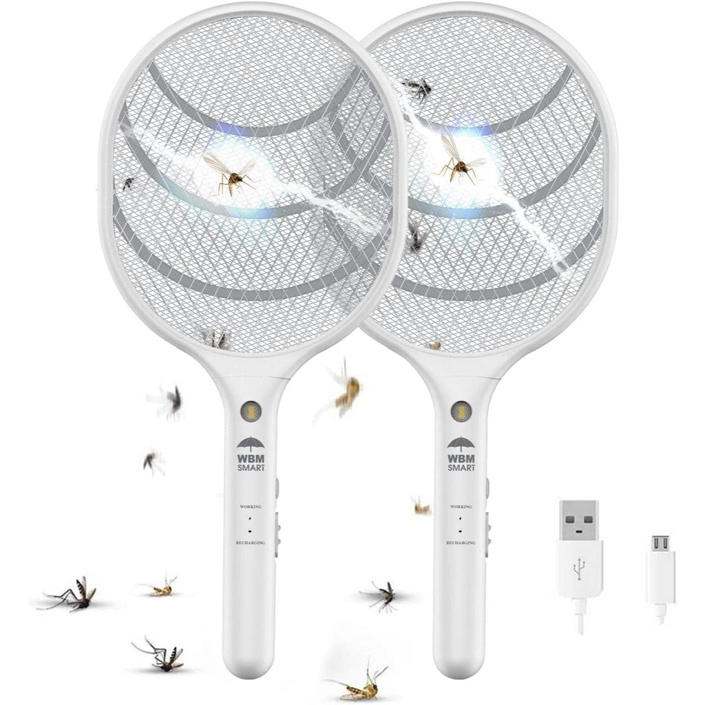Electric Fly Swatter Racket Rechargeable 2-Pack, 3000V Bug Zapper with LED Light, USB Charging — image 1
