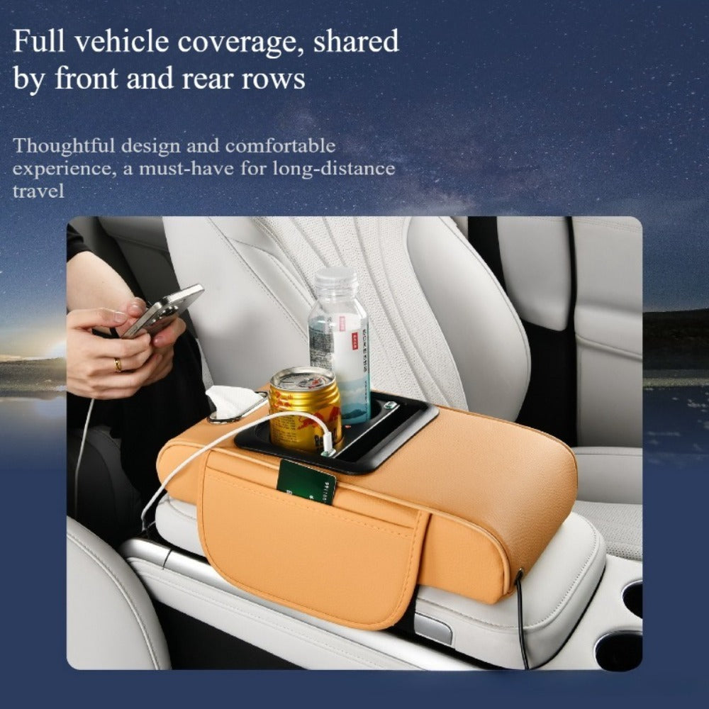Car Armrest Box Cover Starry Sky Memory Foam Center Console Pad with Type-C USB Charging Port & Storage Pockets — image 5