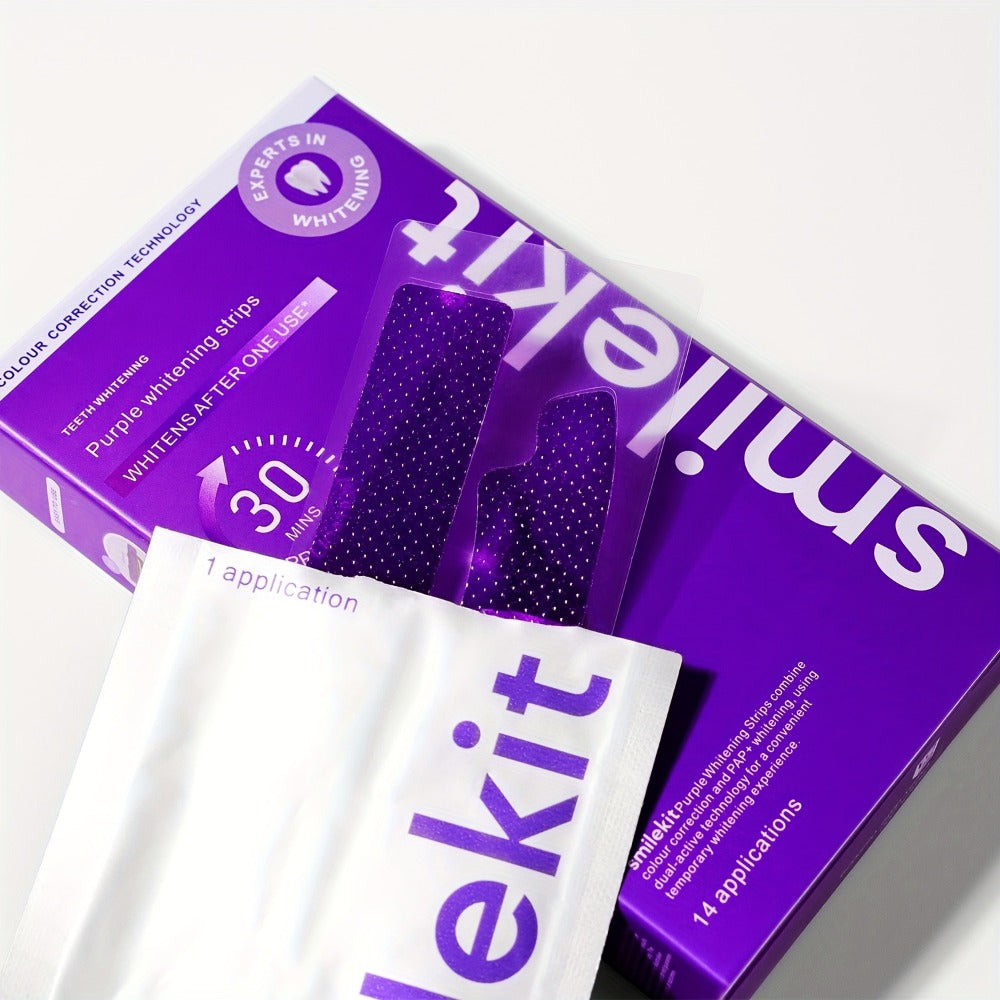 Teeth Whitening Strips 28 Pairs Purple Color Corrector Peroxide Free Enamel Safe Gentle Whitening Kit — image 8