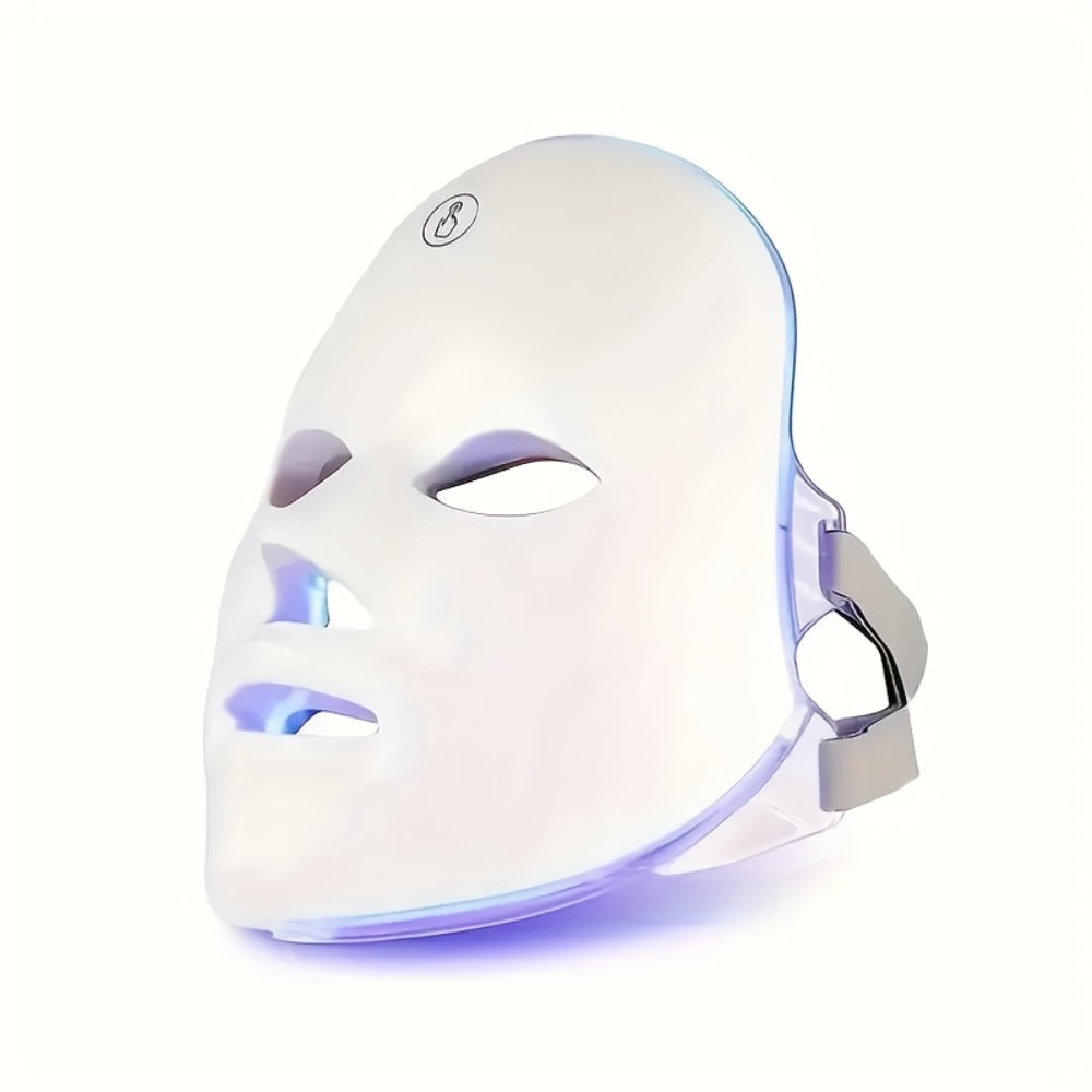 Silicone LED Face Mask Rechargeable 7-Color Light Therapy Skin Care Device - Acne Treatment for Bath Time, Home Spa and Perso