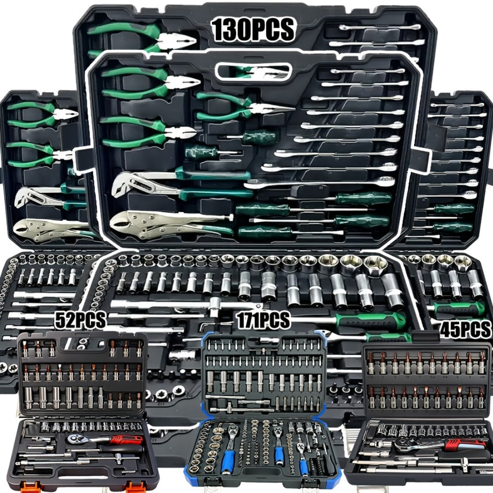 Emergency Vehicle Repair Tool Kit 45 to 171-Piece – Multi-Function Combination Wrench Set for Car, Bicycle & Motorcycle Outdo