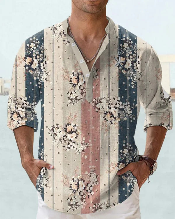 3D Digital Printing Polo Long Sleeve Shirt Men