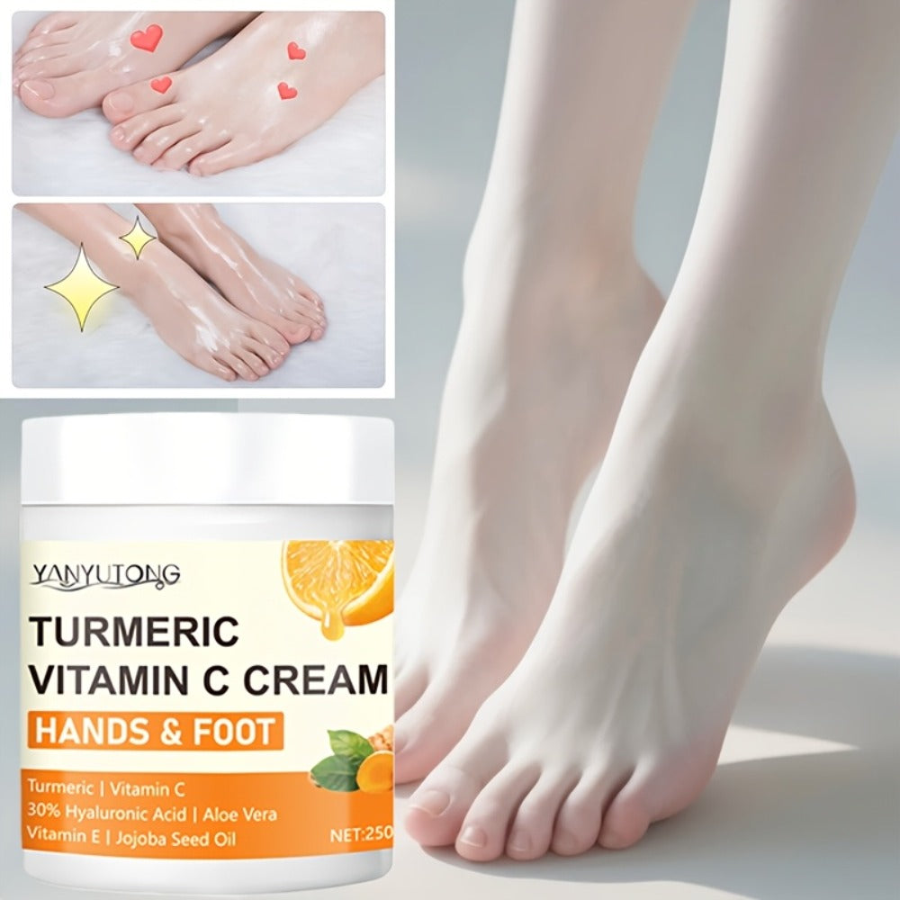 250g Turmeric and Vitamin C Hands-and-Feet Cream Jar with Hyaluronic Acid and Aloe Labeling — image 4