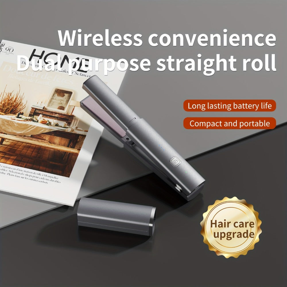 Cordless Straightener and Curler Hair Styling Tool with Three Heat Settings in Gray or Purple — image 12