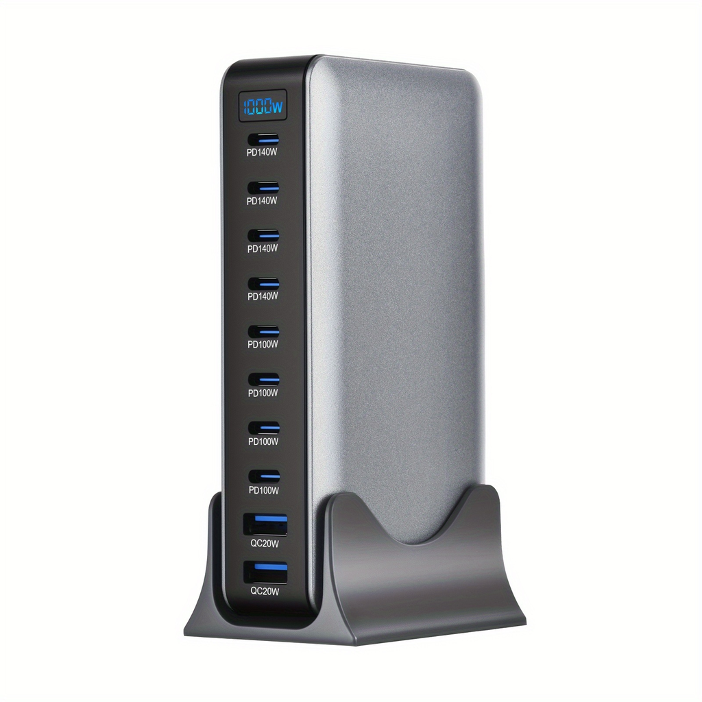 GaN Charging Station 1000W GaN3 10-Port USB-C Fast Charger for Laptops Tablets Smartphones for an Everyday Personal Care Rout