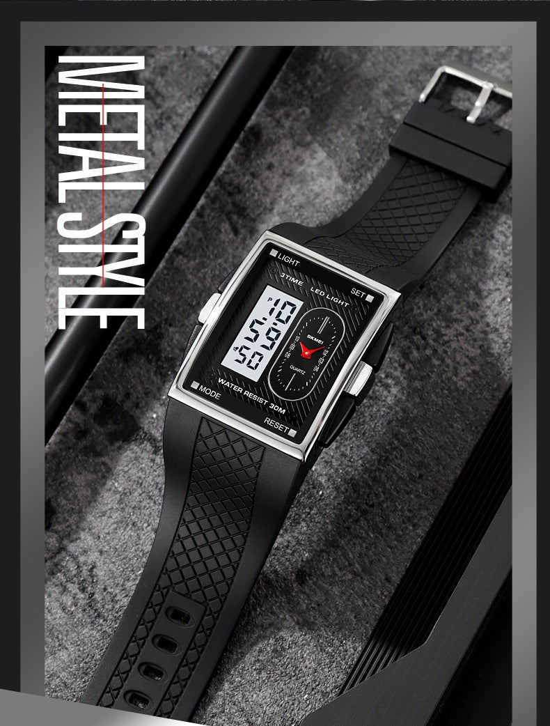 Simple Student Youth Fashion Trend Double Display Multi-functional Sports Waterproof Electronic Watch