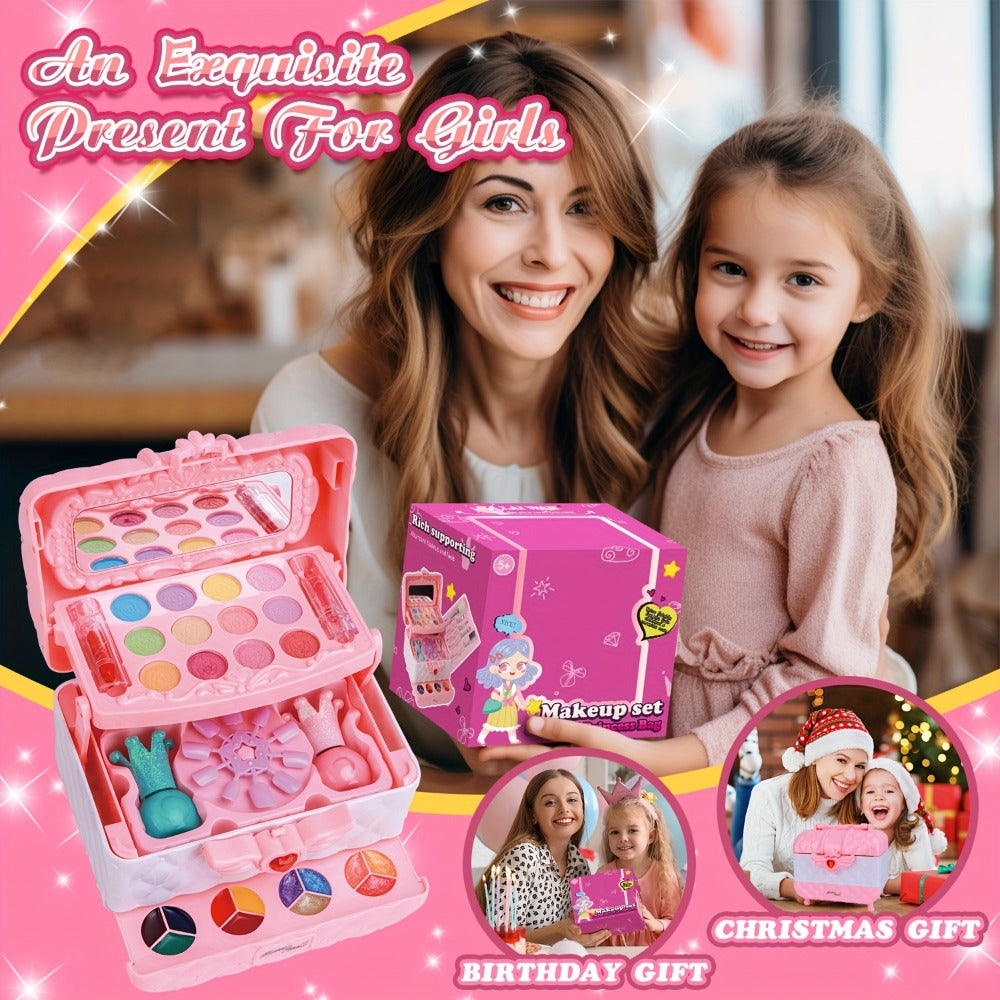 Kids Makeup Kit for Girls Ages 5-12, 48PCS Princess Pretend Play Cosmetics Set, Eyeshadow, Blush — image 2