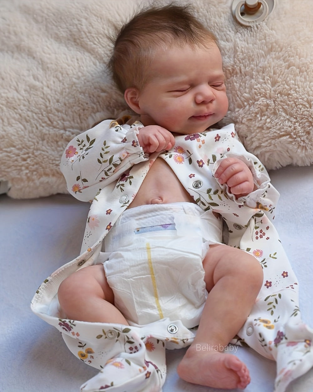 Reborn Doll, 19-Inch Full-Vinyl Sleeping Figure with Hand-Rooted Hair and Floral Outfit Set — image 8
