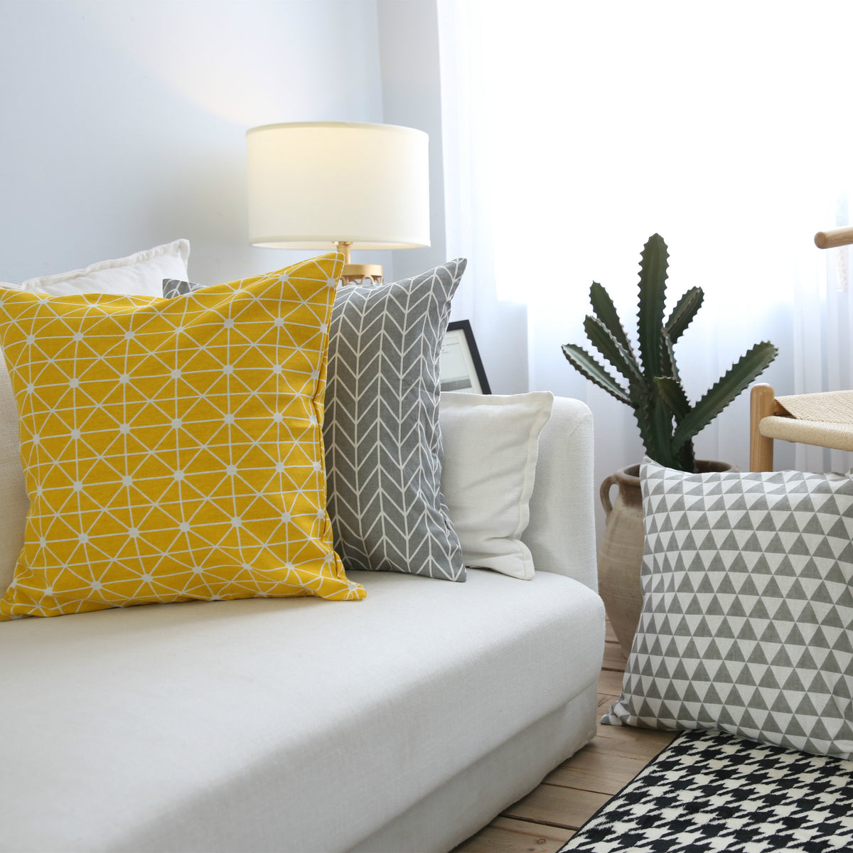 Literary  Sofa Cushion Pillow Cushion Cover Lattice Hug Pillowcase