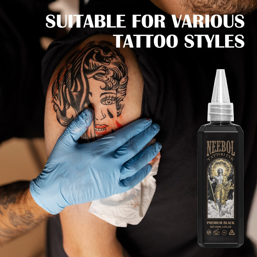 Tattoo Ink Neebol Black 3.38oz 100ml Single Bottle with Black Ink Configuration with Item-Specific Color, Capacity and Bottle