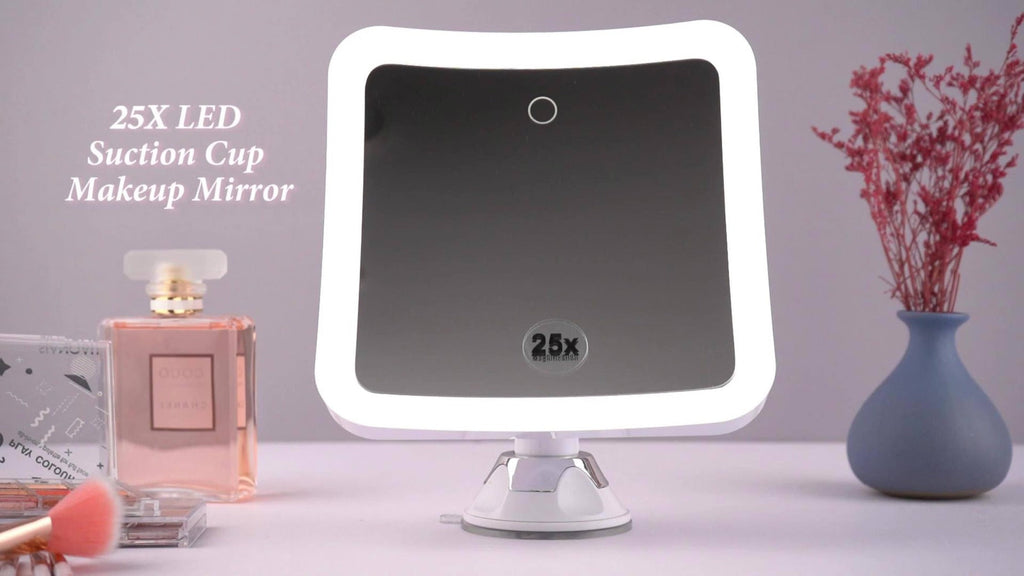 25X Magnifying Mirror with LED Light Suction Cup Mount, for Makeup, Travel and Everyday Vanity Use — image 12