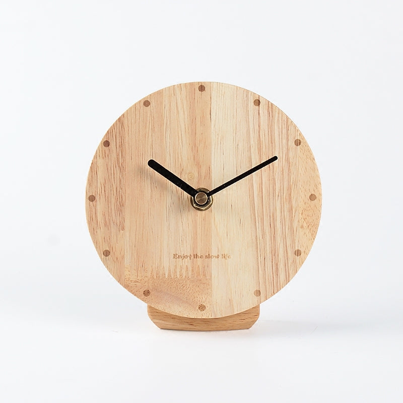 Wooden Clock Simple Solid Wood Desk Clock Table Clock Silent Ornament Clock Sitting Clock Living Room Creative Personality Clock