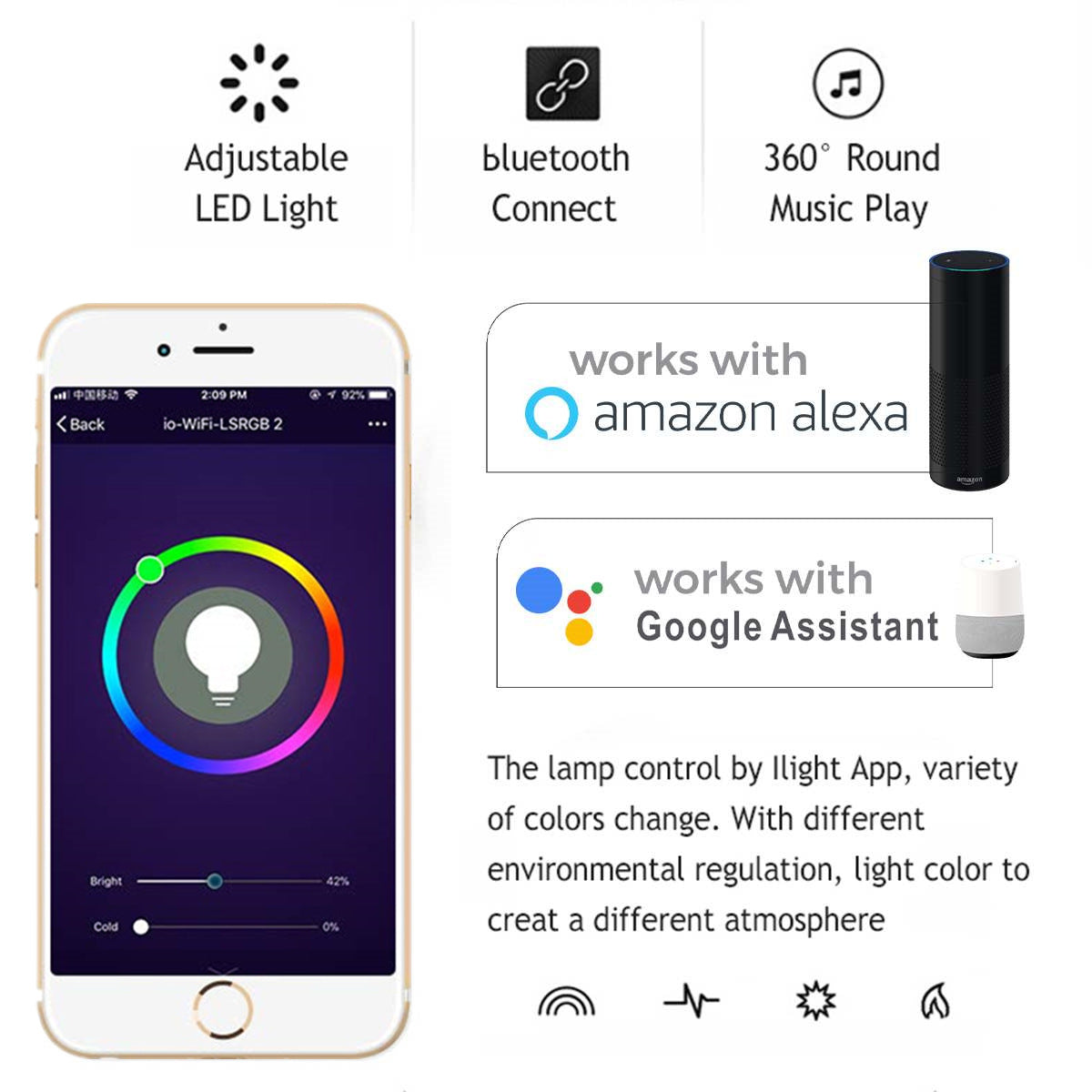 Tuya Wifi Smart Ceiling Light Led Colorful App Remote Control Bluetooth Lamps Alexa Google Home Cross-Border