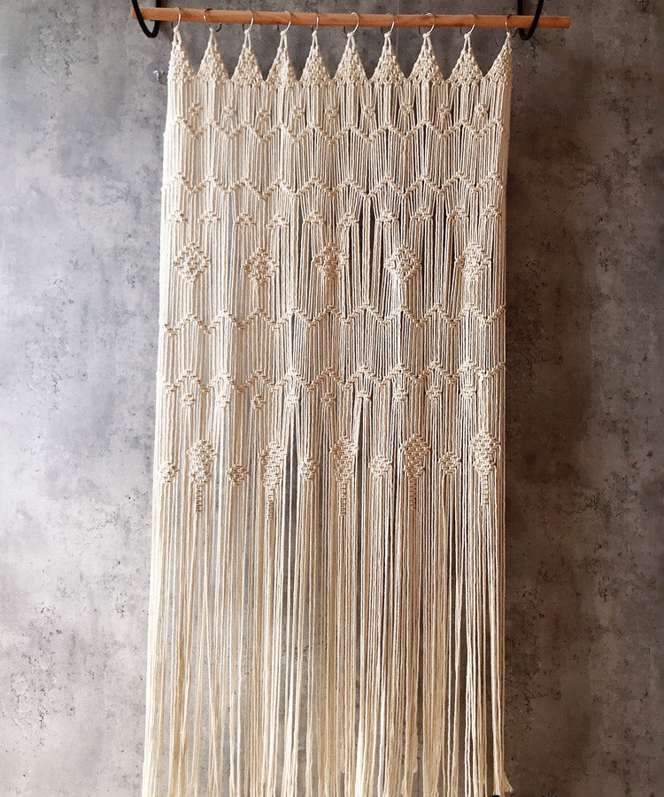 Perforated Nordic Woven Shading Light Tassel Partition Curtain Sliding Curtain