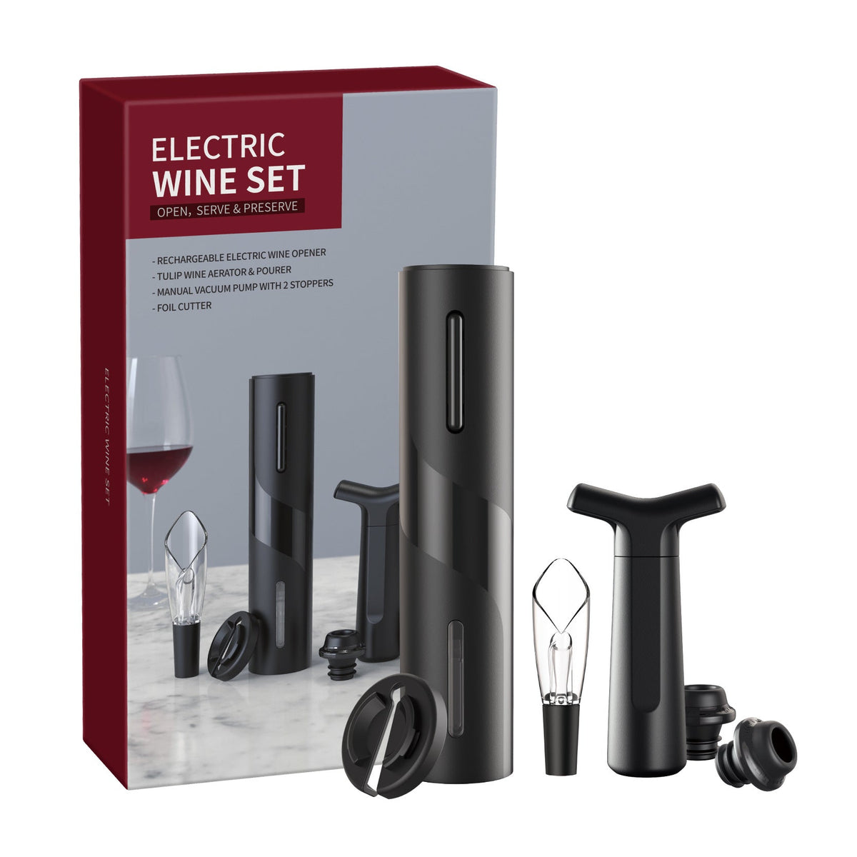 Electric Wine Bottle Opener - USB Rechargeable Automatic Corkscrew