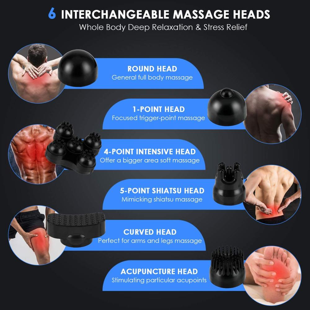 Electric Handheld Massager 6 Head Body Kneading Vibrating Massager Therapy Machine