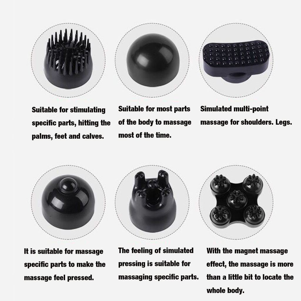 Electric Handheld Massager 6 Head Body Kneading Vibrating Massager Therapy Machine