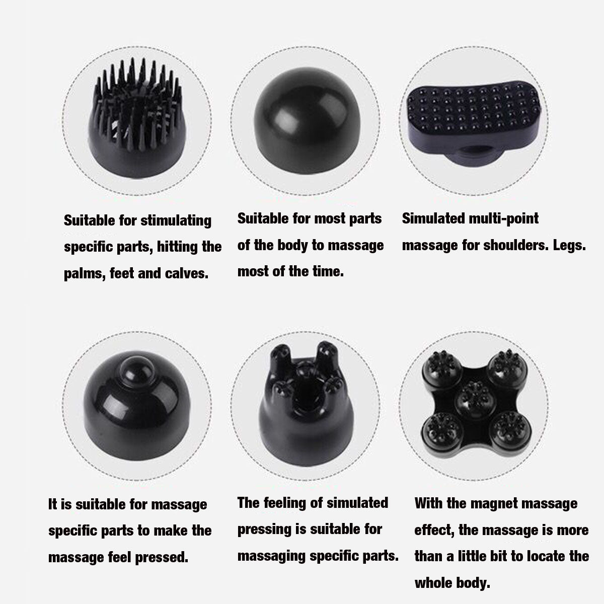 Electric Handheld Massager 6 Head Body Kneading Vibrating Massager Therapy Machine