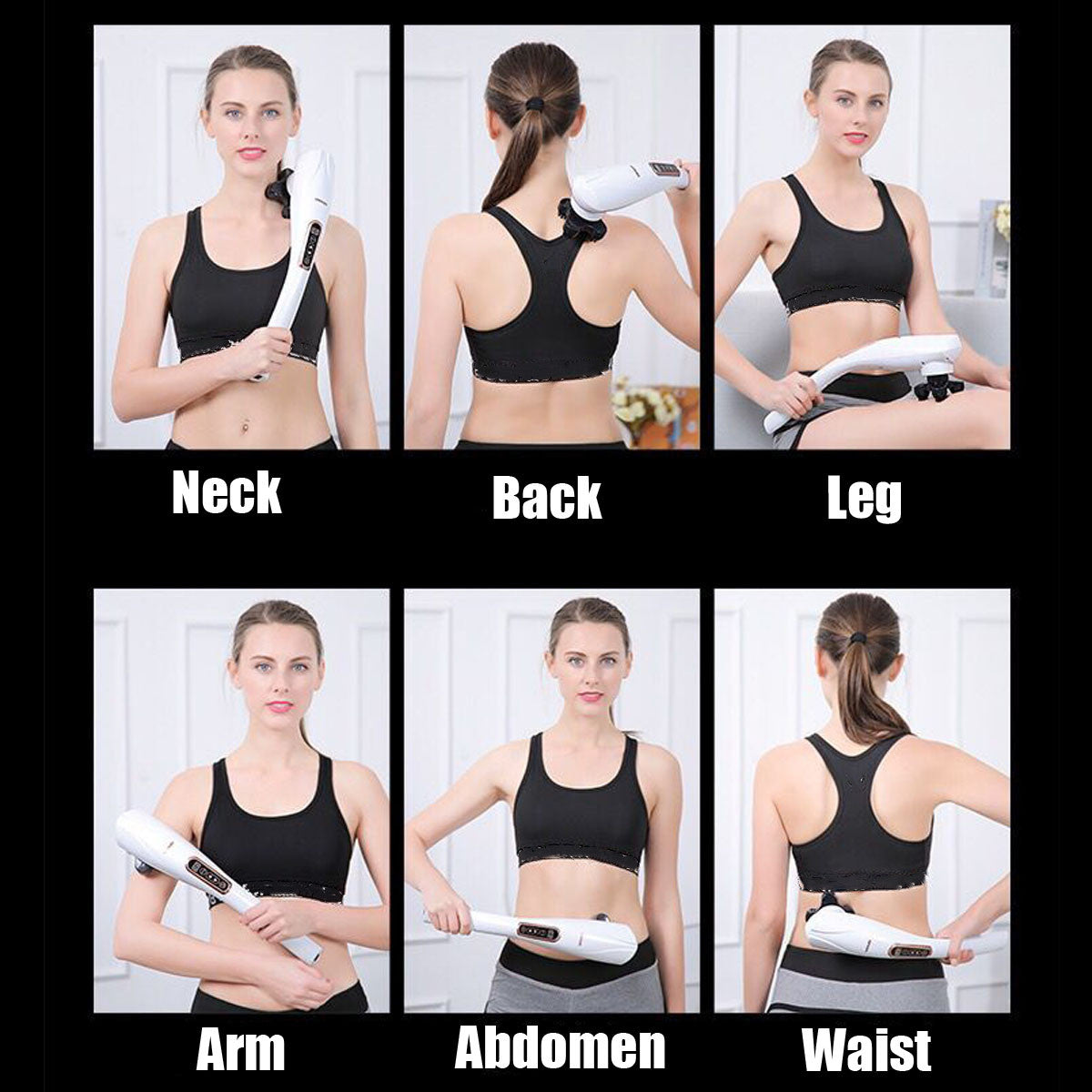 Electric Handheld Massager 6 Head Body Kneading Vibrating Massager Therapy Machine
