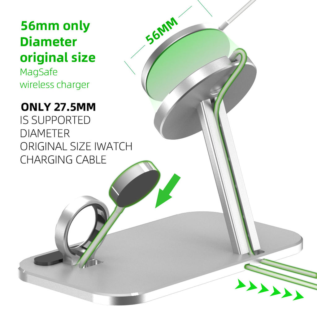 Alloy Watch Charging Stand - Storage Base for Data Cable & Accessories