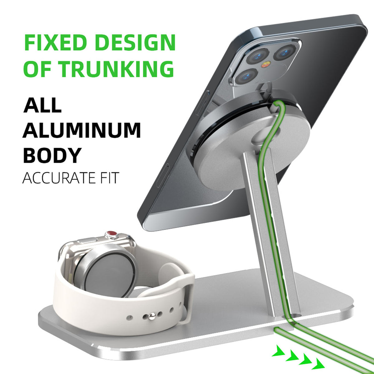 Alloy Watch Charging Stand - Storage Base for Data Cable & Accessories