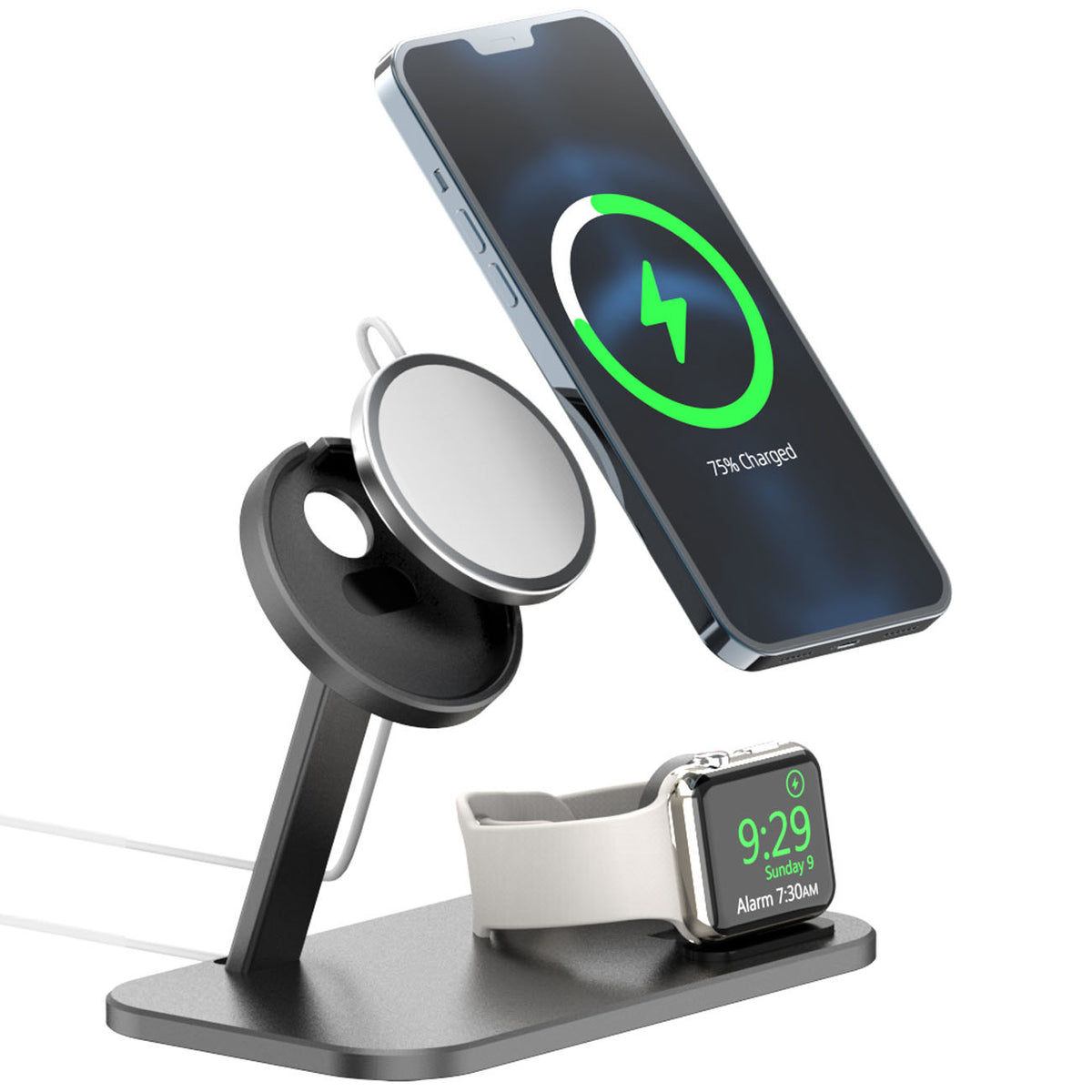 Alloy Watch Charging Stand - Storage Base for Data Cable & Accessories