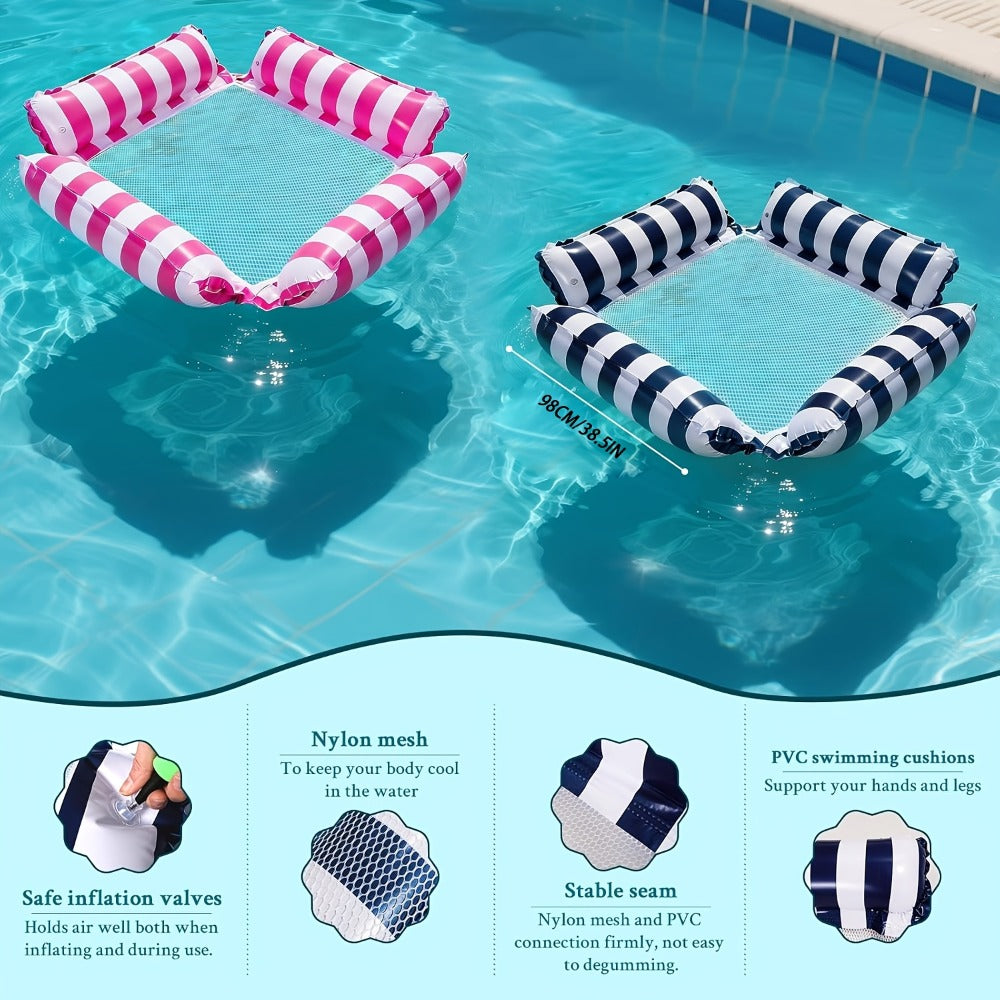 Striped Mesh Pool Float Chair Set, 110cm Size in Blue, Dark Blue, Pink or Mixed Two- and Three-Piece Options — image 3