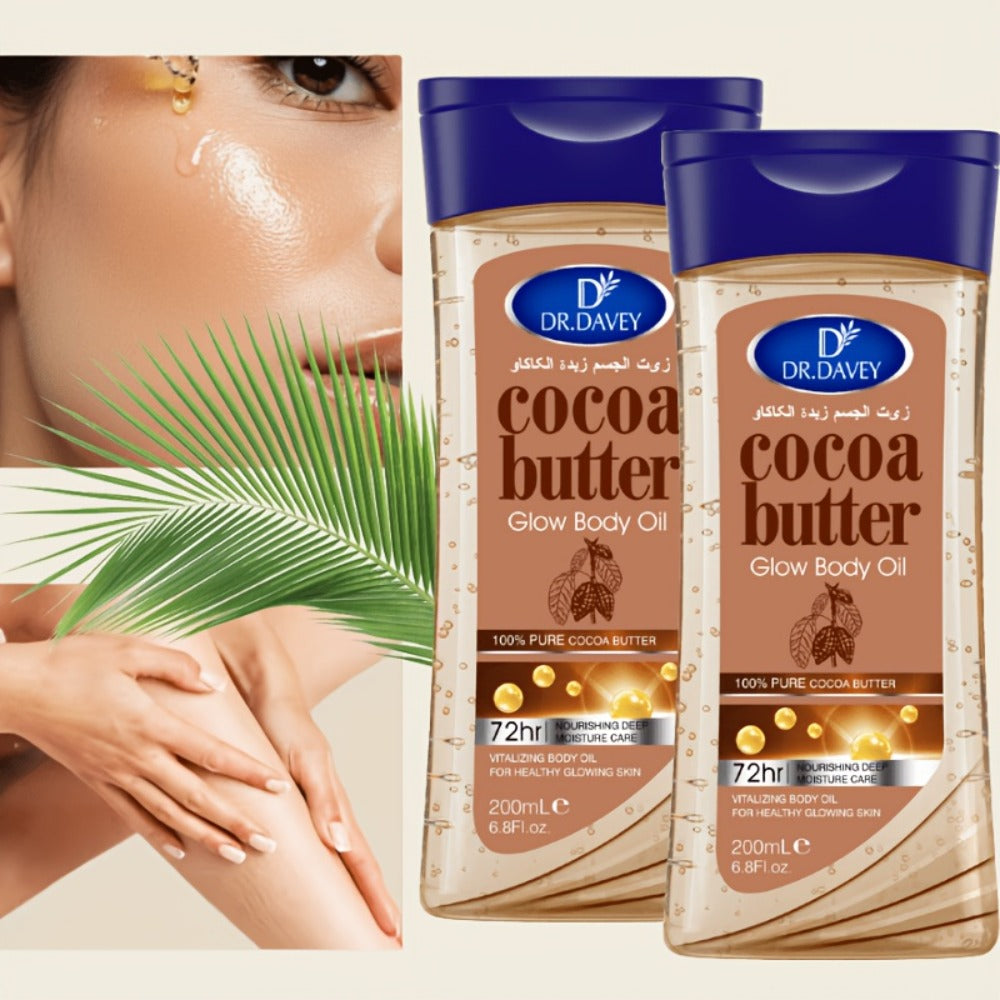 Cocoa Butter Body Oil, Two-Piece Set of 200ml Flip-Top Bottles with Coordinated Brown Labels — image 7