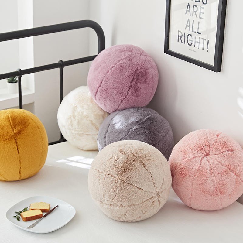 Fur Ball Round Sofa Decoration Pillow Child Cushion