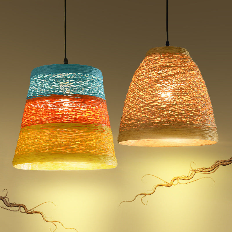 Ldyllic Creative Personality Coffee Shop Rattan Woven Rattan Ball Lamp Hot Pot Shop Farm Bar Restaurant Rattan Hanging Lamps