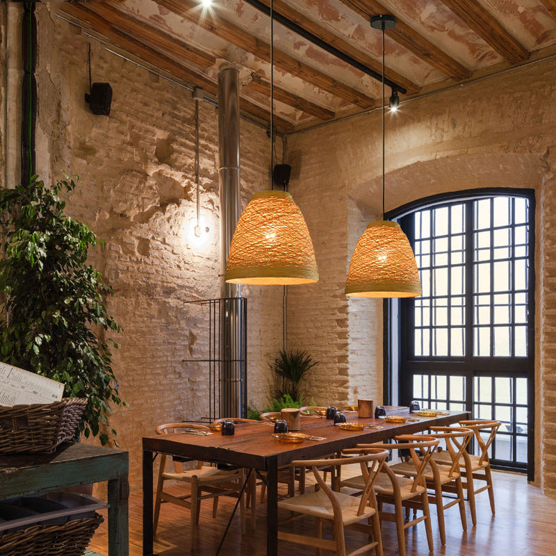Ldyllic Creative Personality Coffee Shop Rattan Woven Rattan Ball Lamp Hot Pot Shop Farm Bar Restaurant Rattan Hanging Lamps