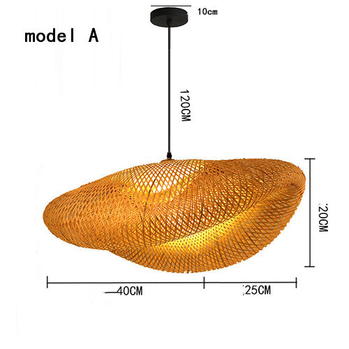 Bamboo Chandelier Chinese Zen Tea Room Lamp