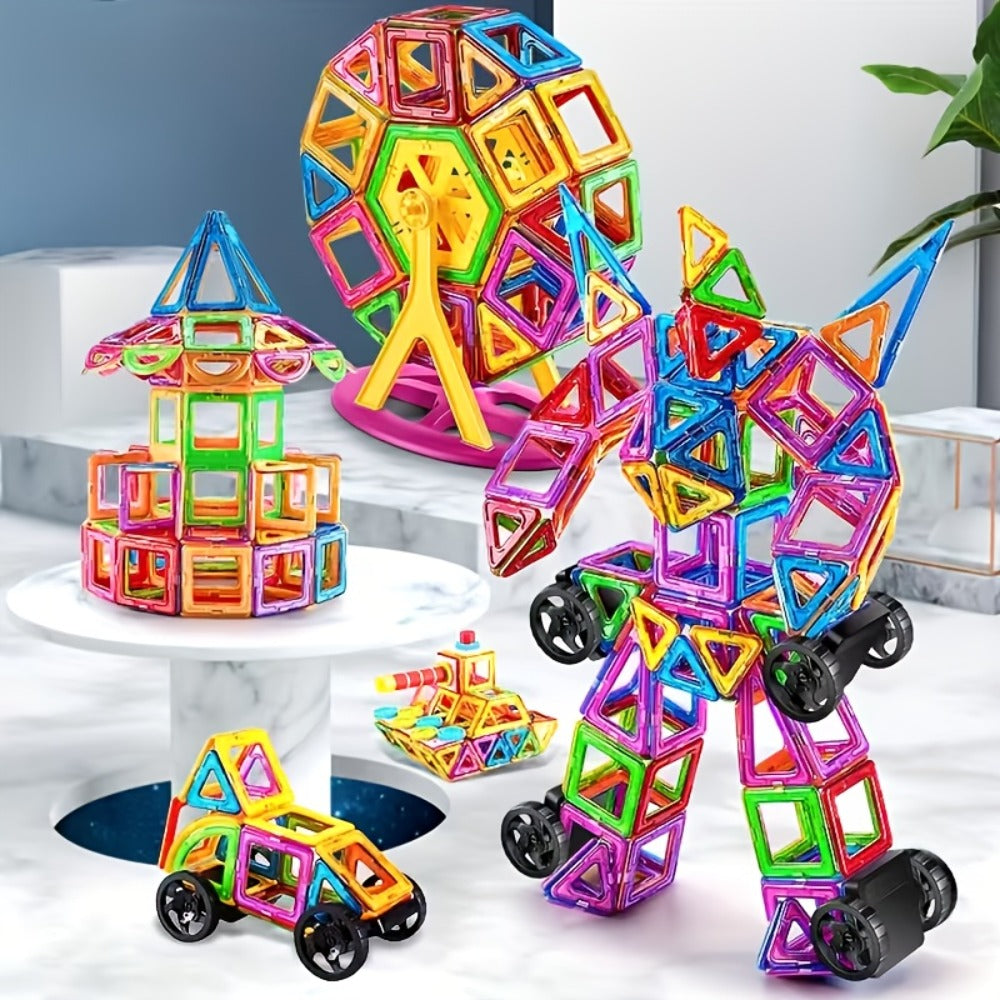 Magnetic Tiles 67-Piece Bicolor Open-Frame Geometry Building Set with Curves, Squares and Triangles — image 6