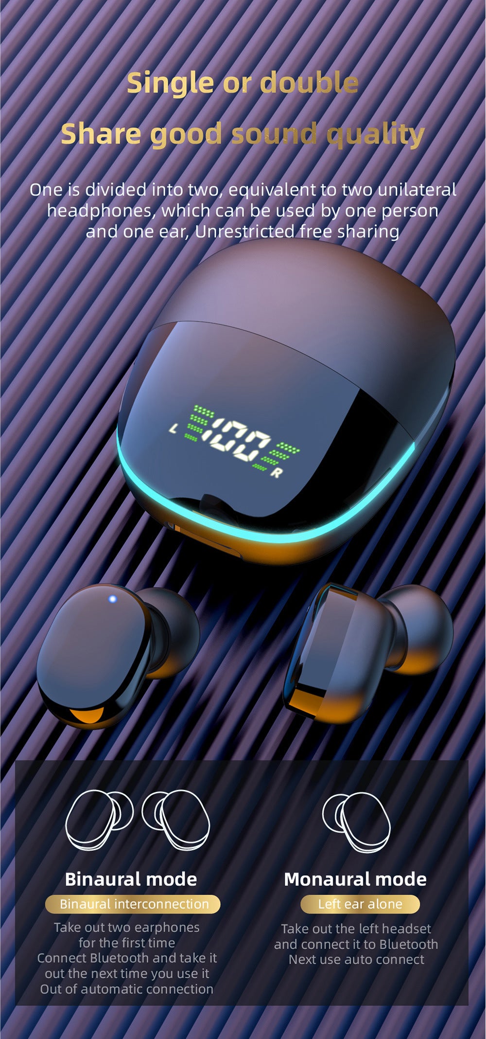 New 5.0 Stereo In-Ear Bluetooth Headphones